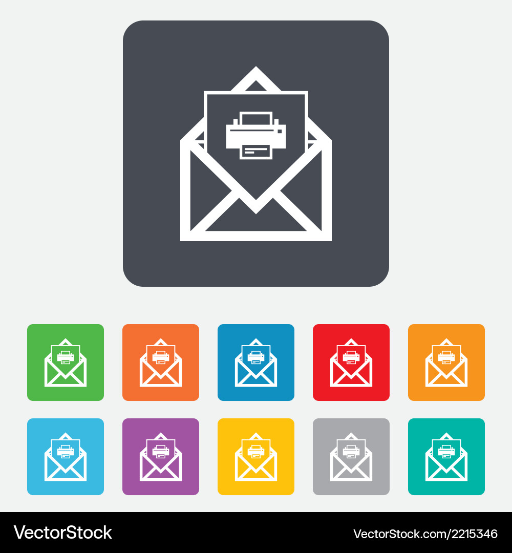 Mail print icon envelope symbol message sign Vector Image