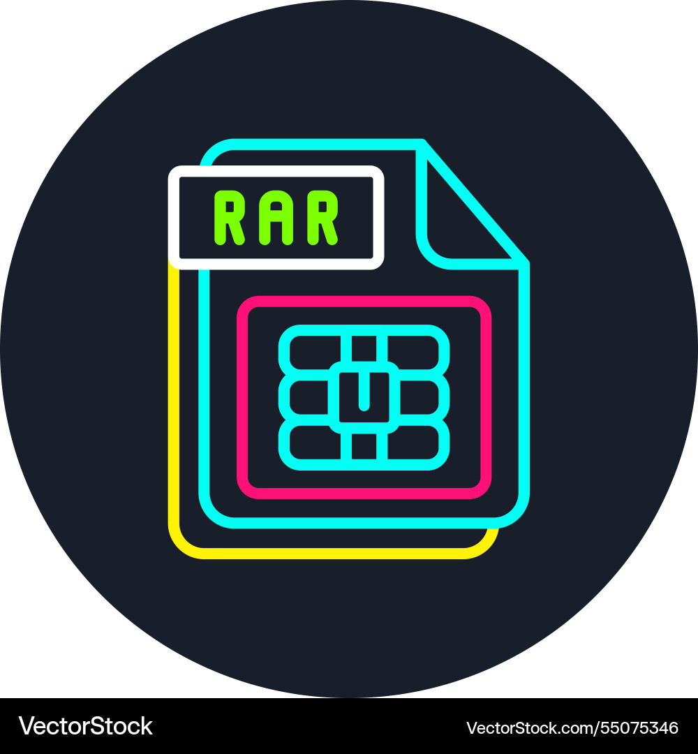 Rar line multi color icon Vector Image