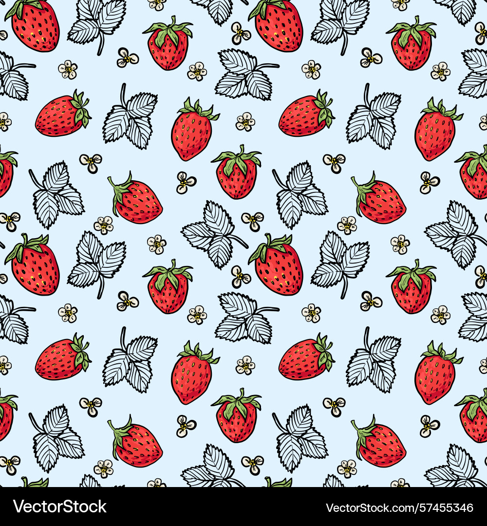 Repeating pattern with red strawberries white Repeating pattern with red strawberries white Vector Image