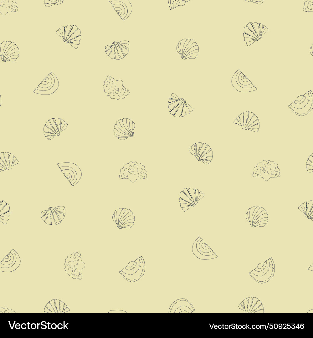 Seamless pattern with hand drawn shells sands Seamless pattern with hand drawn shells sands Vector Image