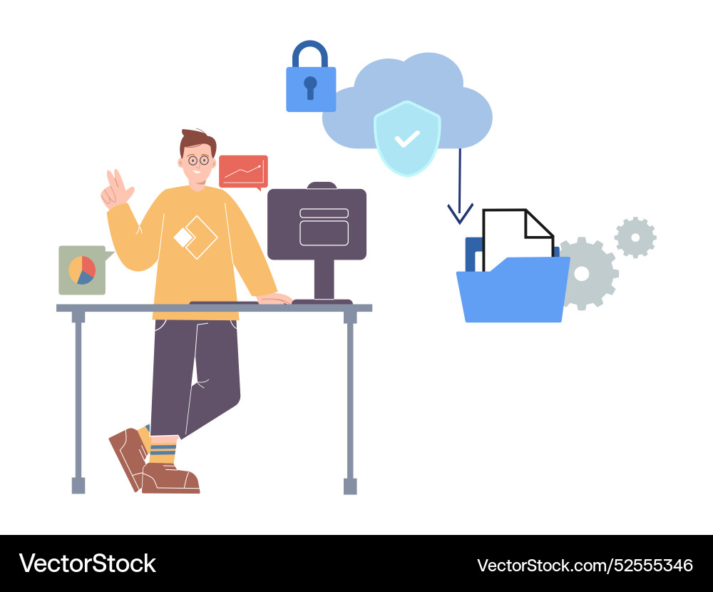 Secure file sharing data document securing Secure file sharing data document securing vector image