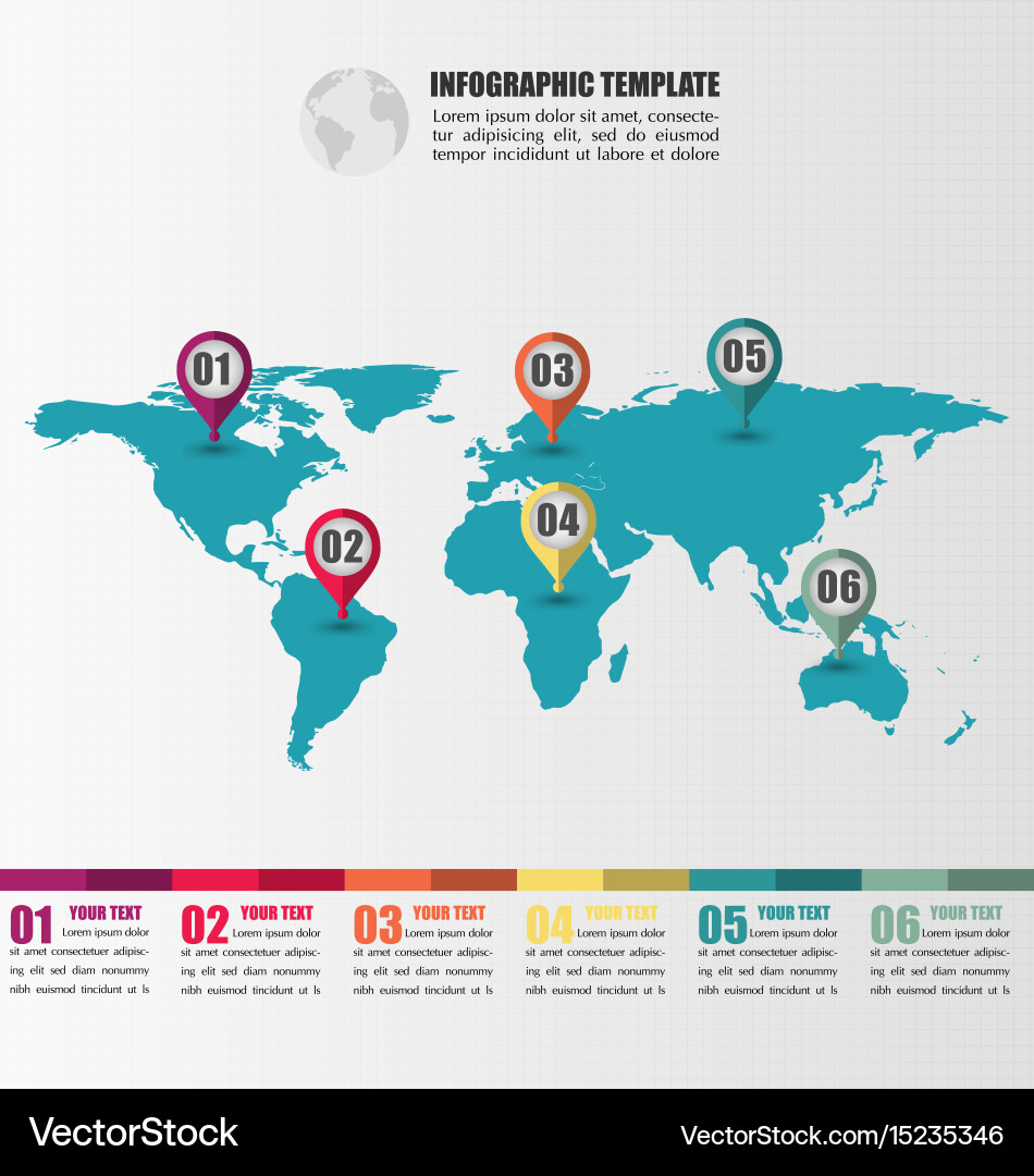 World Map Infographic Template with Numbers vector image