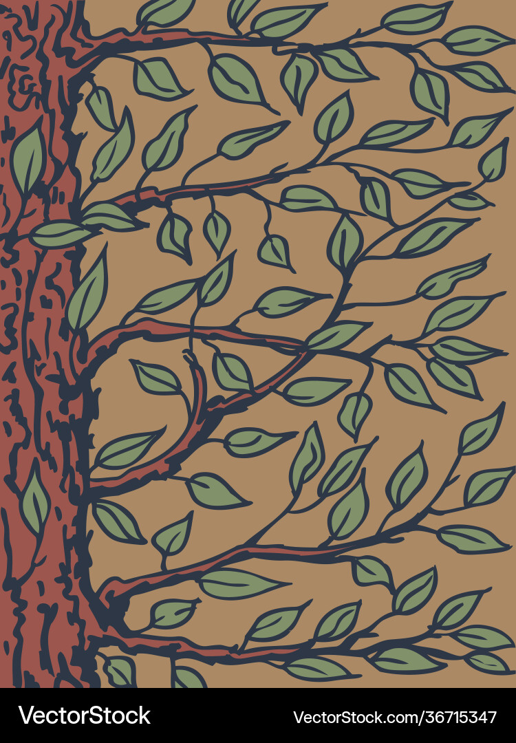 Background with a tree the trunk branches Vector Image