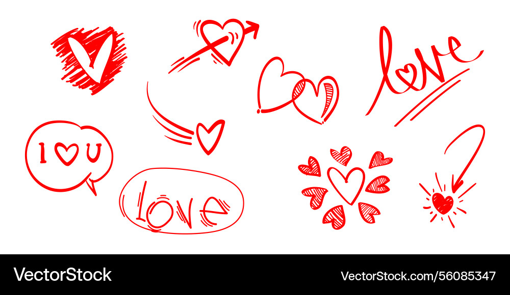 Doodle Herzen auf Set Hand gezeichnet Stil Liebe Doodle Herzen auf Set Hand gezeichnet Stil Liebe vektorbild