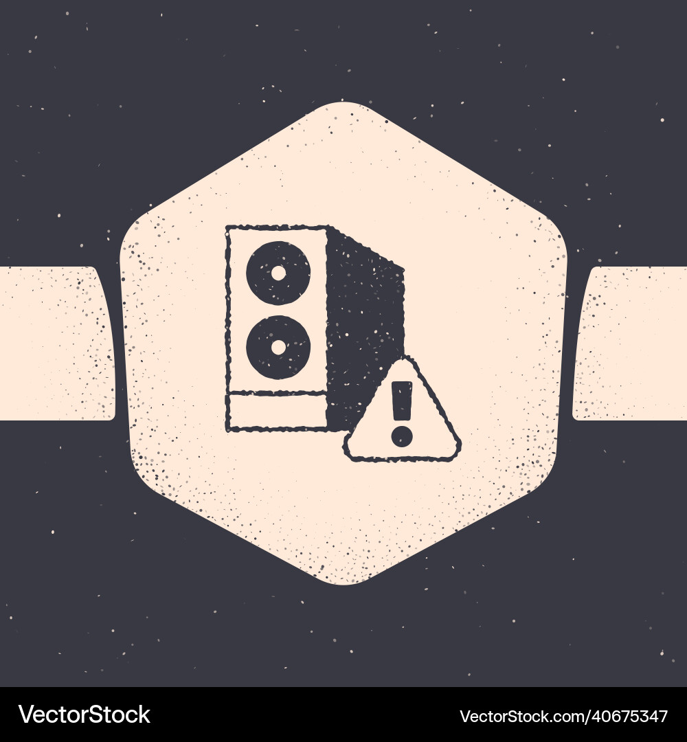 Grunge case of computer with exclamation mark icon Vector Image