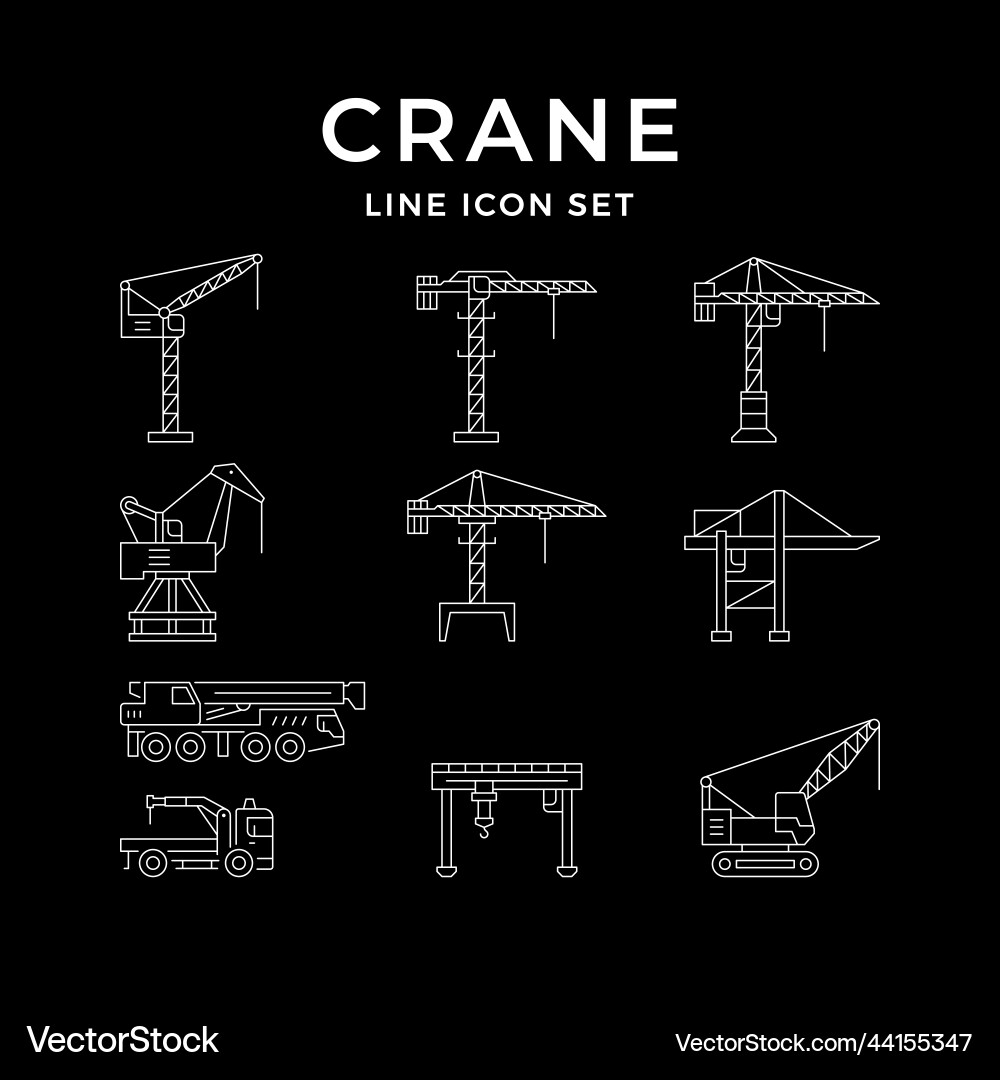 Set line icons of crane Set line icons of crane vector image