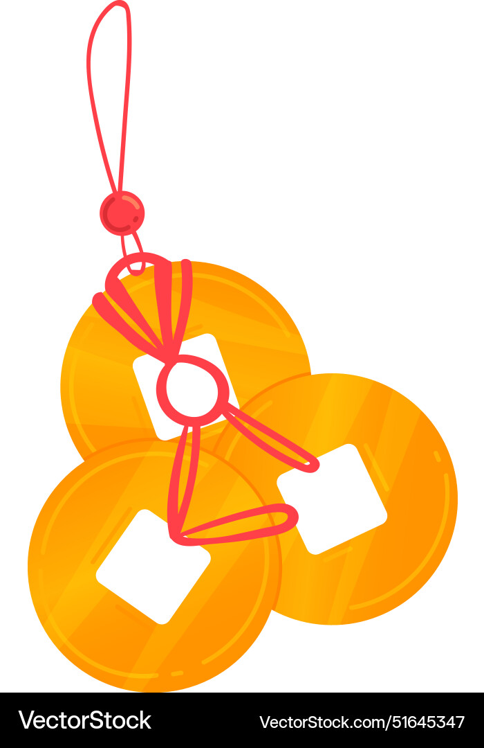 Three round gold coins connected red string form Three round gold coins connected red string form Vector Image