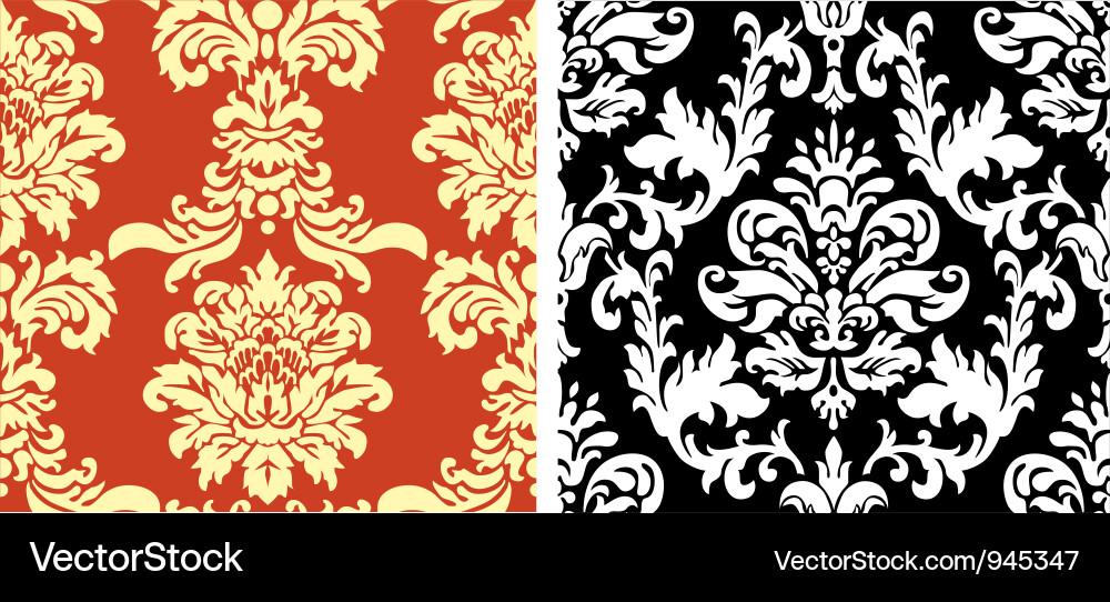 Two damask patterns vector image