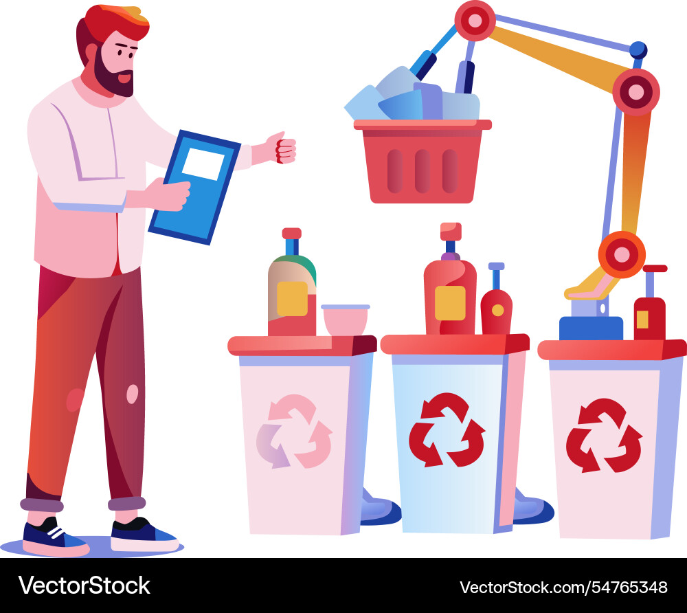 A flat of automated sorting machine vector image