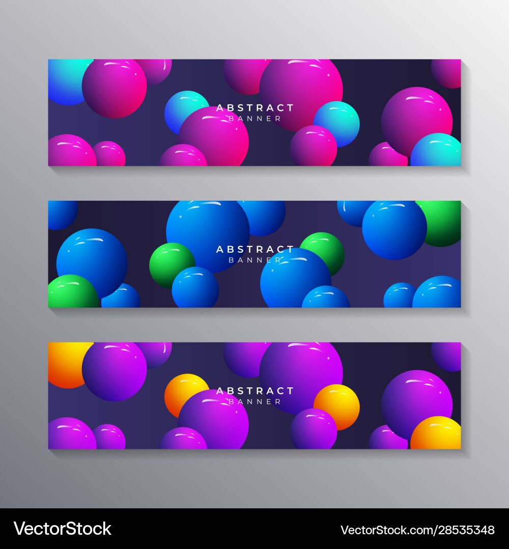 Abstract banner template set dynamic 3d sphere Vector Image