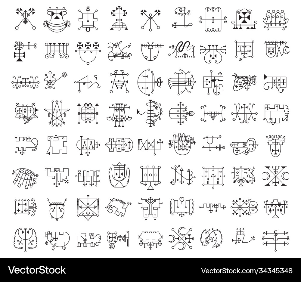 Collection demon symbols and their sigils Collection demon symbols and their sigils vector image