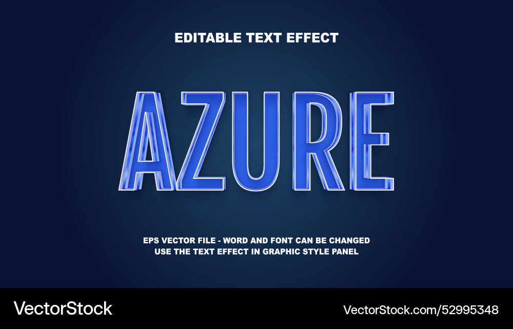 Editable text effect azure 3d template Vector Image