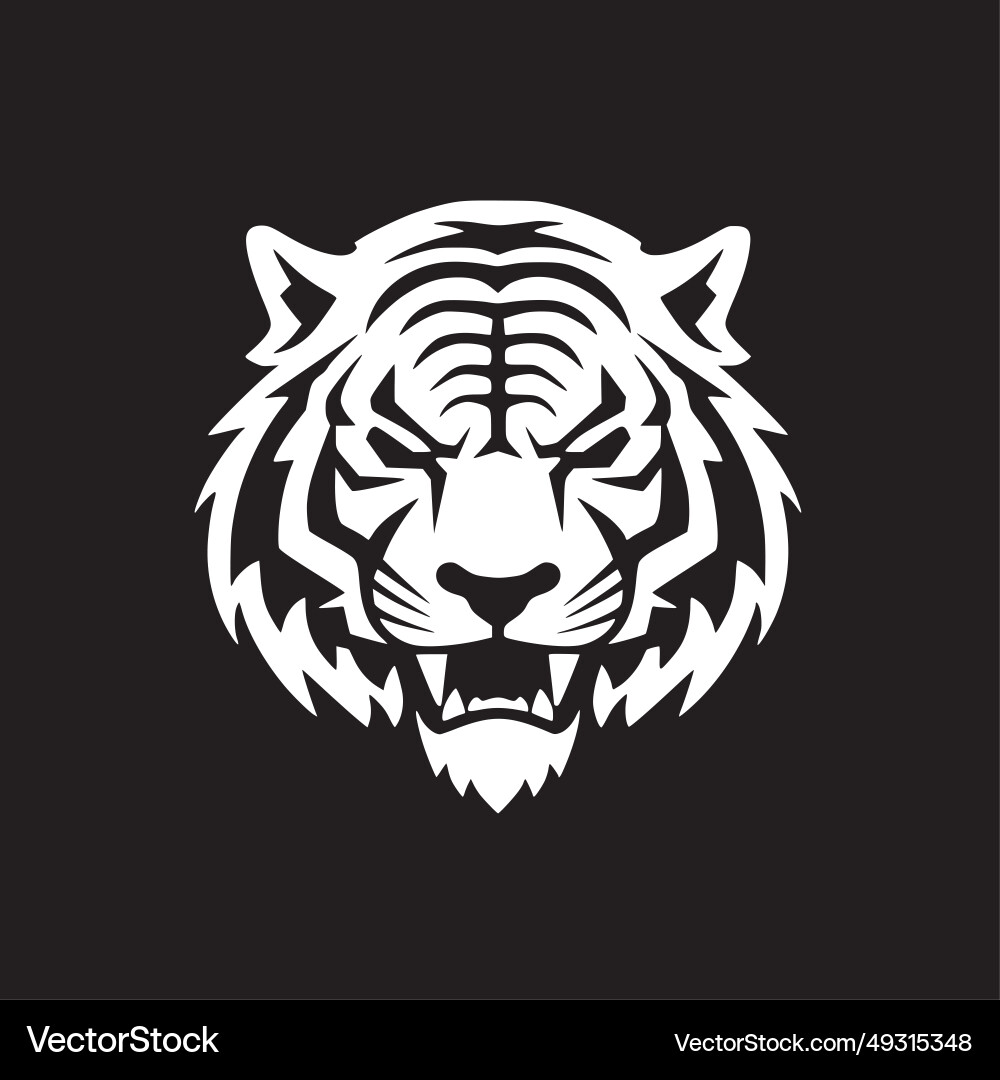 Elegant Tiger Logo - Black & White Vector Image