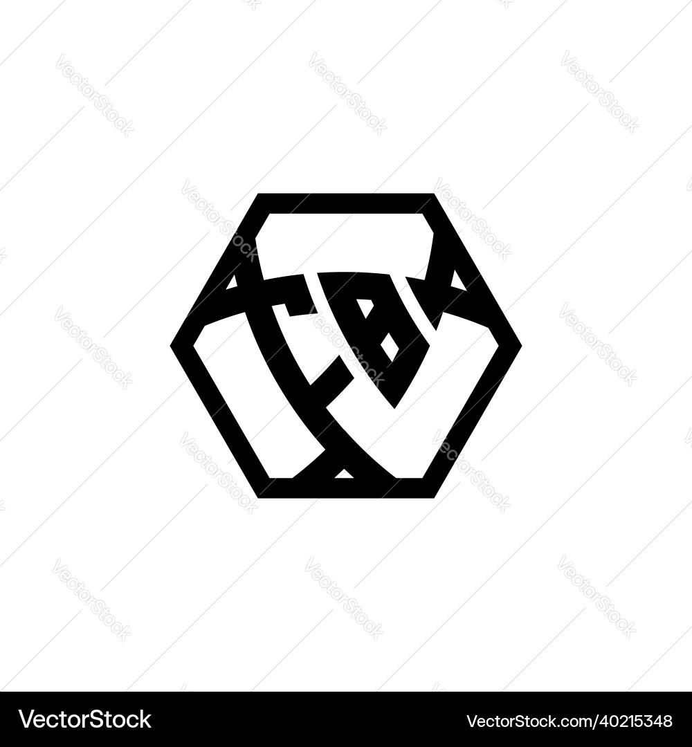 Fb logo monogram triangle shield hexagonal style Vector Image