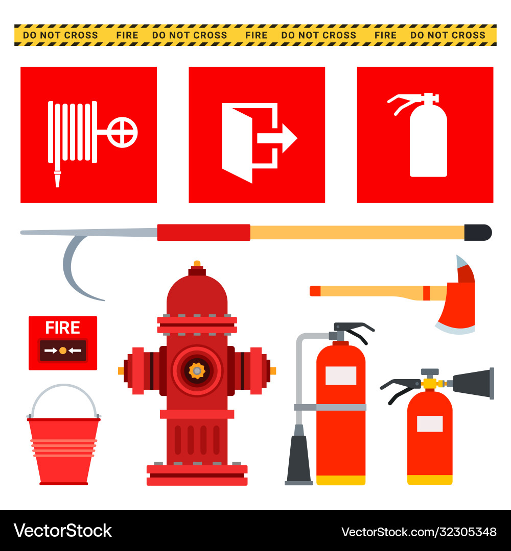 Firefighting Equipment Set Royalty Free Vector Image