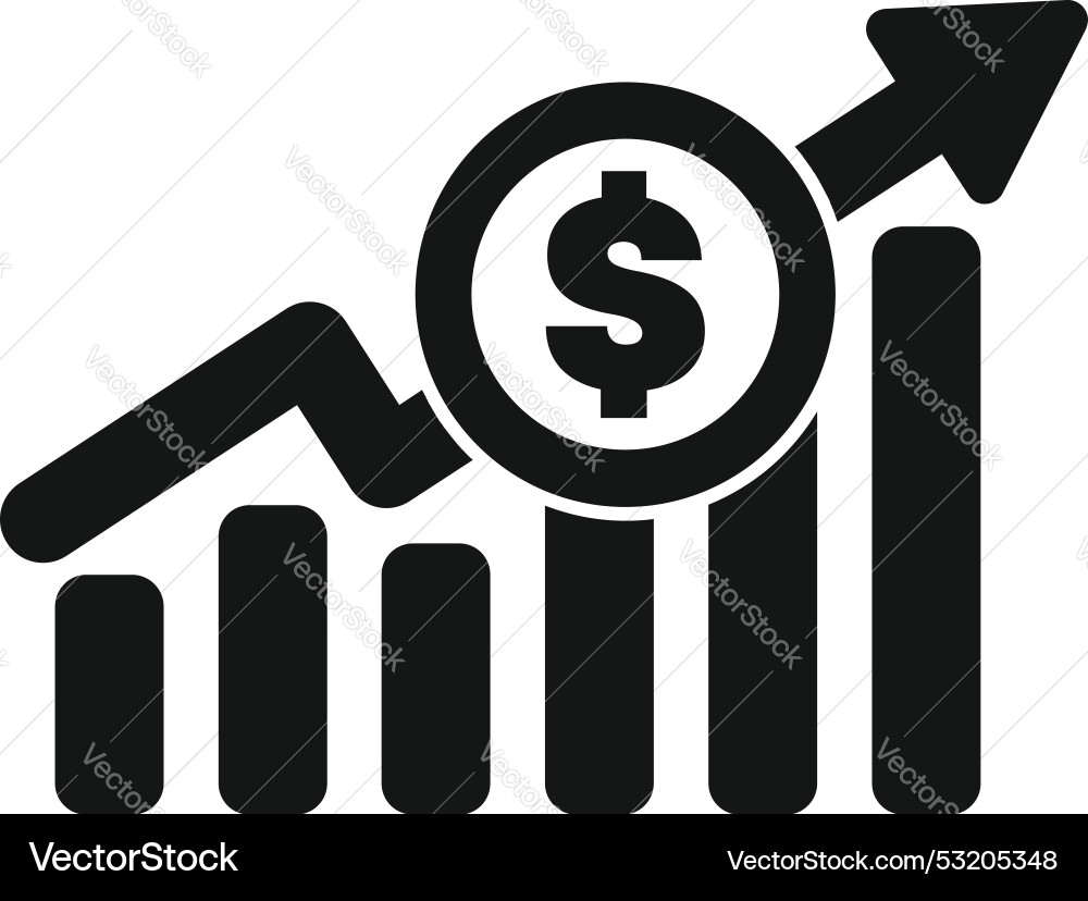 Graph increasing with dollar sign showing Graph increasing with dollar sign showing Vector Image
