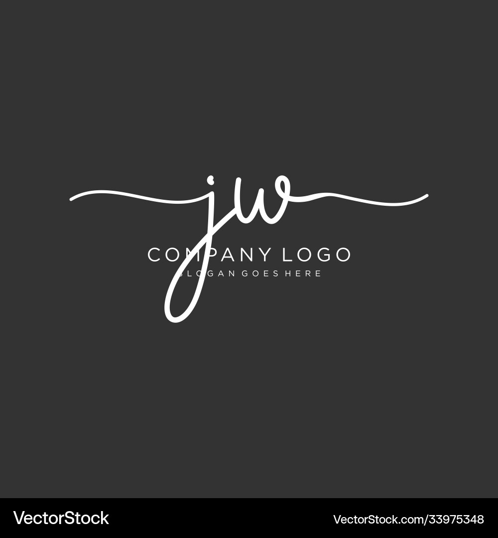 Initial jw handwriting logo with circle template Vector Image