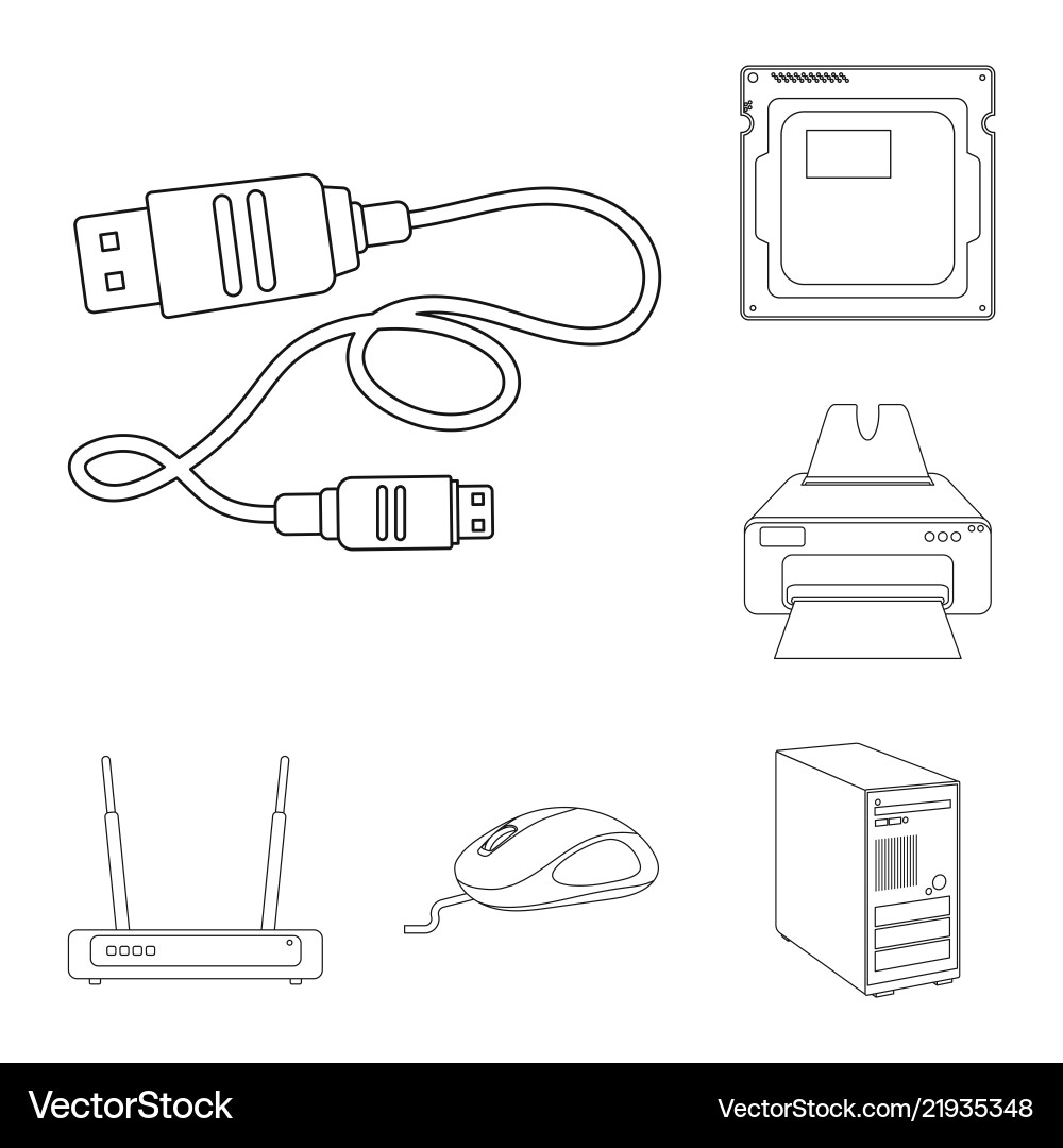 Isolated object of laptop and device sign set Vector Image