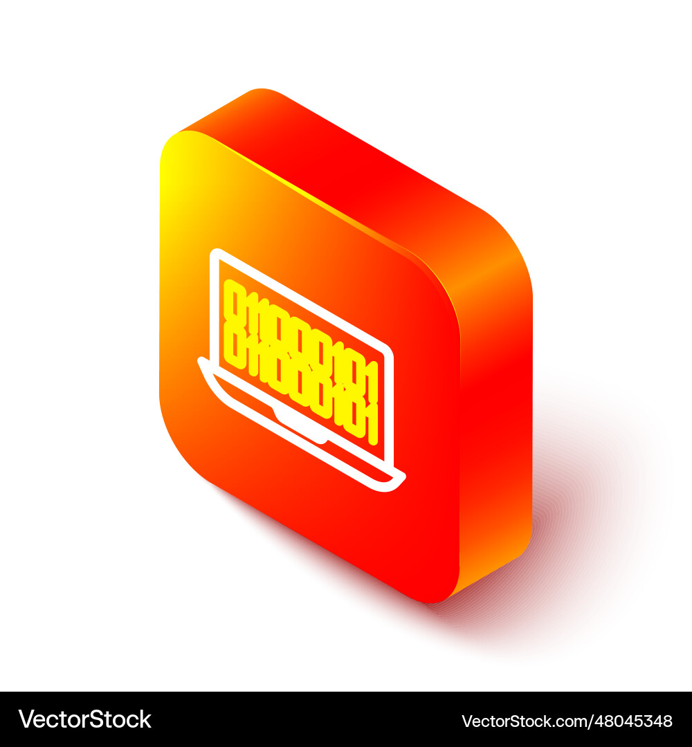 Isometric line binary code icon isolated on white Isometric line binary code icon isolated on white Vector Image