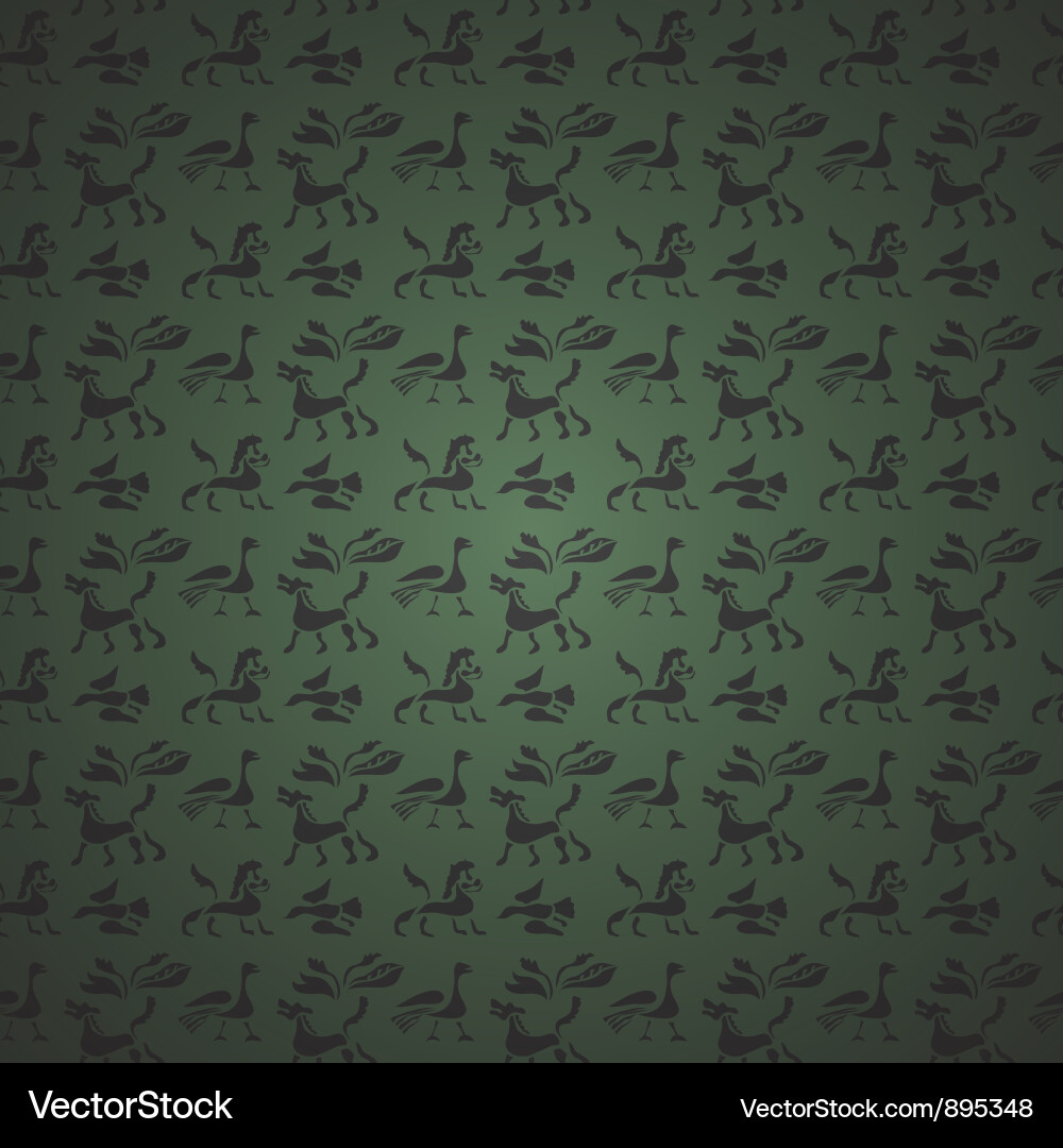Seamless pattern of ancient animals and birds Vector Image