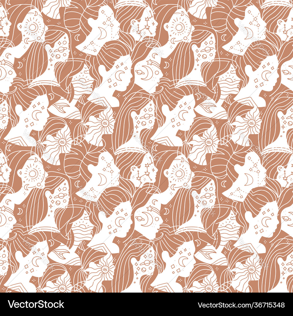 Seamless pattern with abstract profile portrait Seamless pattern with abstract profile portrait vector image