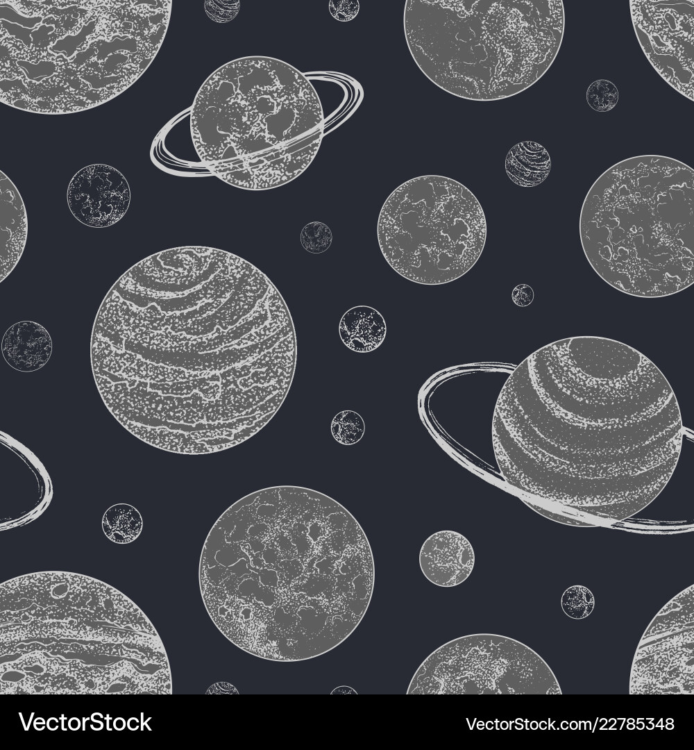 Seamless pattern with planets and other Seamless pattern with planets and other vector image