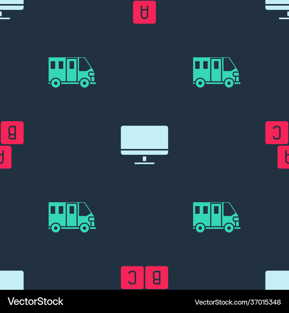 Set abc blocks computer monitor screen and school Vector Image