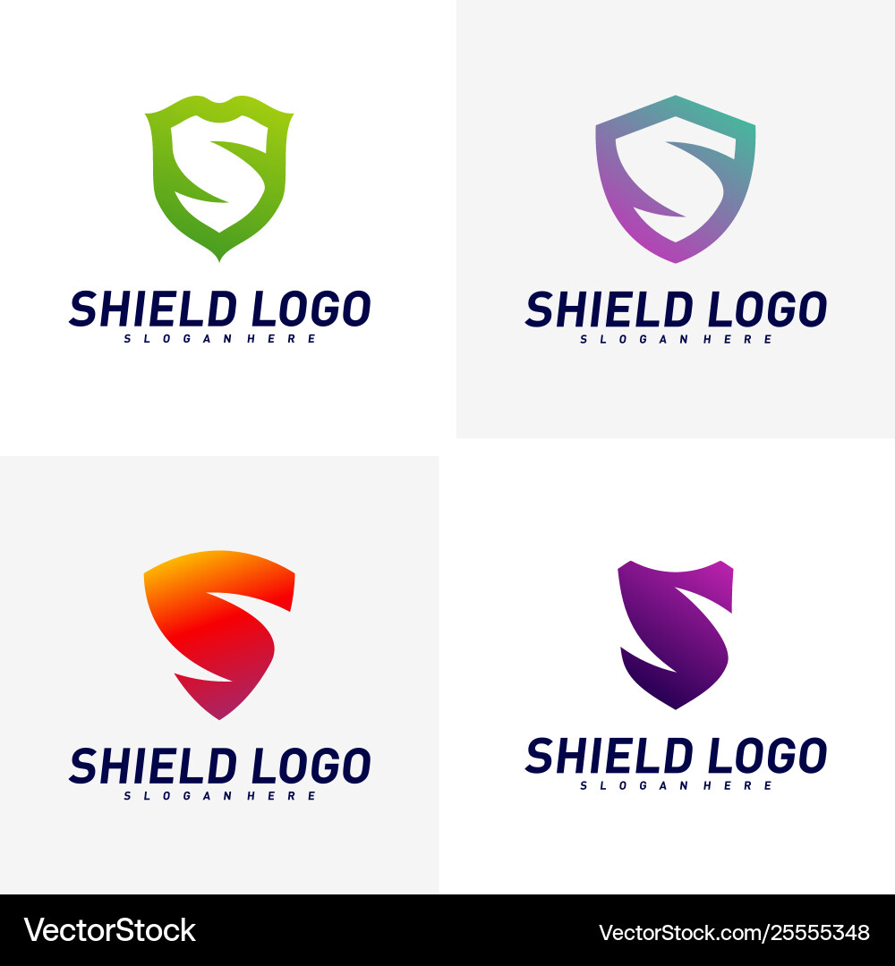 Set initial s shield logo design concepts Vector Image