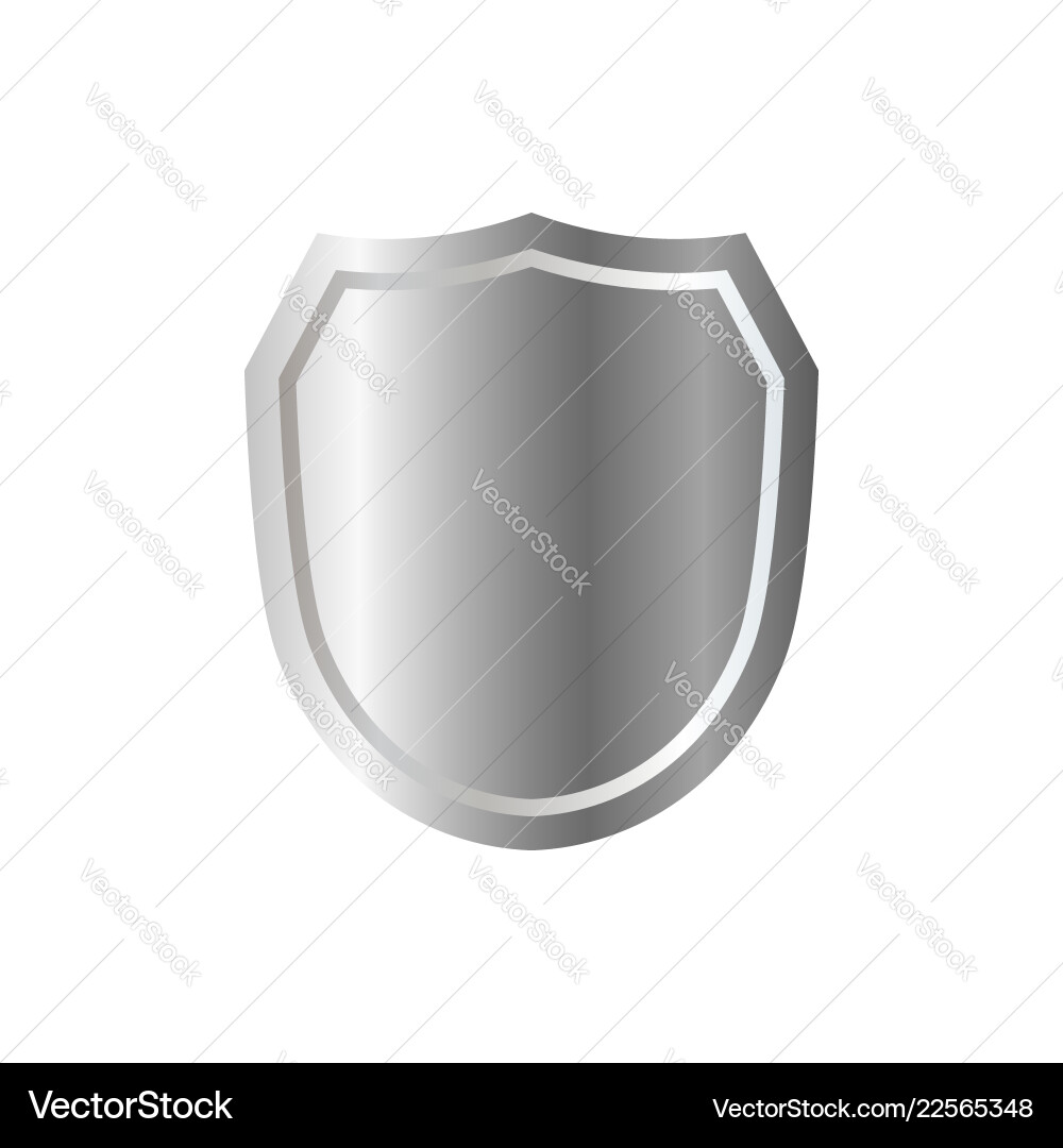 Silver shield shape icon 3d gray emblem sign Silver shield shape icon 3d gray emblem sign Vector Image