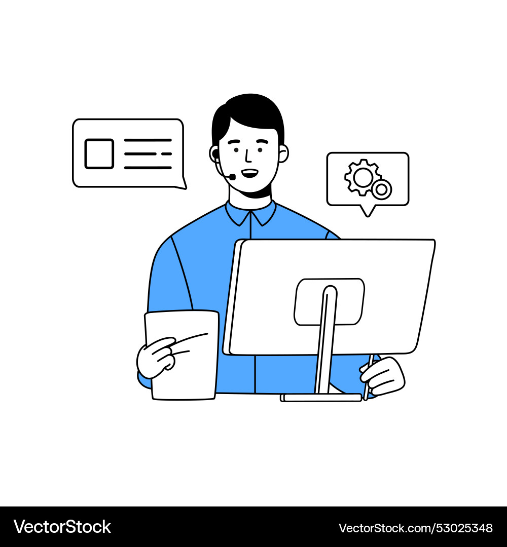 Tech Support Service Mitarbeiter im Headset Tech Support Service Mitarbeiter im Headset vektorbild