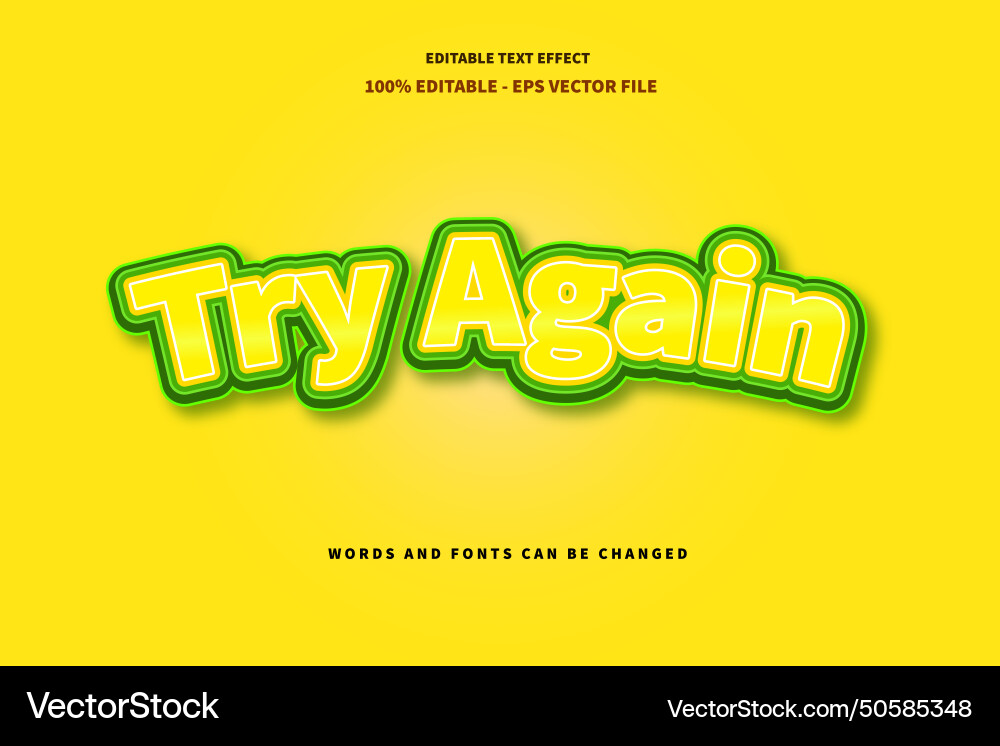 Try again editable text effect emboss cartoon Vector Image