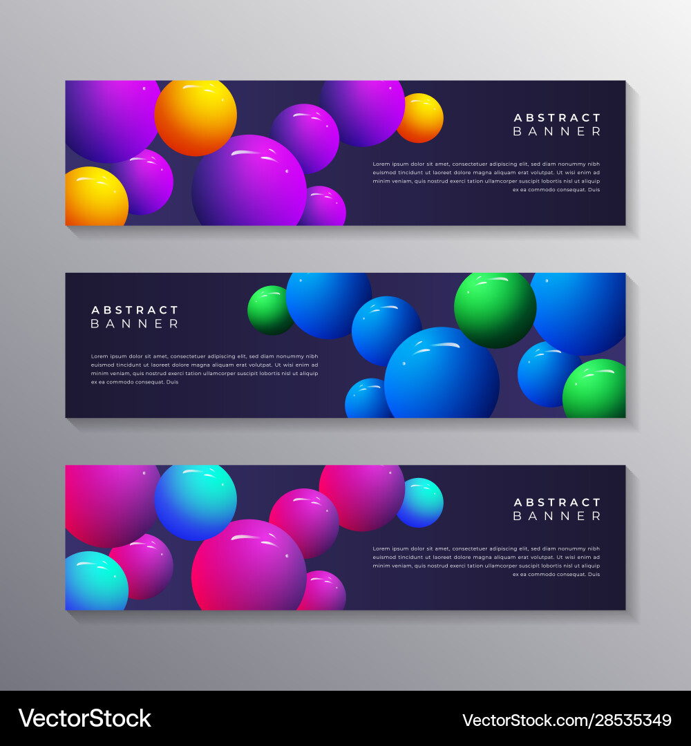 Abstract banner template set dynamic 3d sphere Vector Image