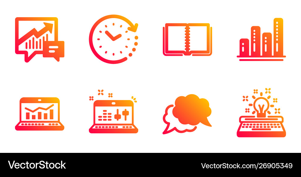 Accounting book and graph chart icons set time Accounting book and graph chart icons set time Vector Image