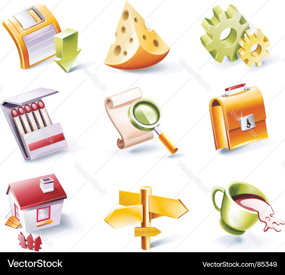Cartoon Icon Set - Various Objects vector image