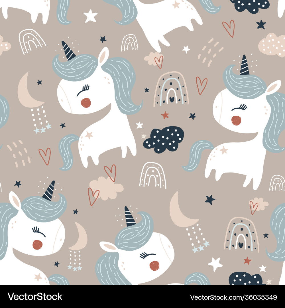 Charming Unicorn Pattern vector image