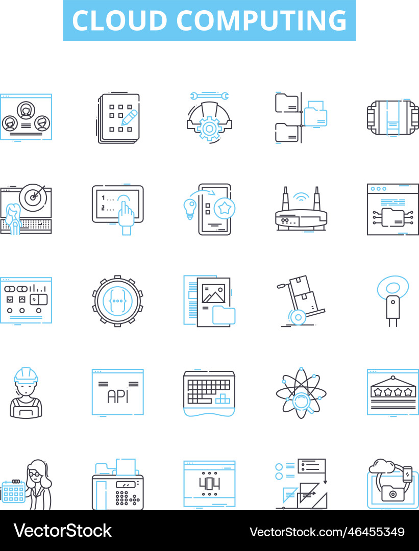 Cloud computing line icons set Cloud computing line icons set Vector Image