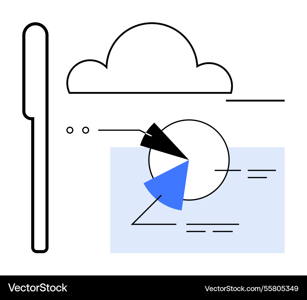 Cloud data management with pie chart analytics Cloud data management with pie chart analytics vector image