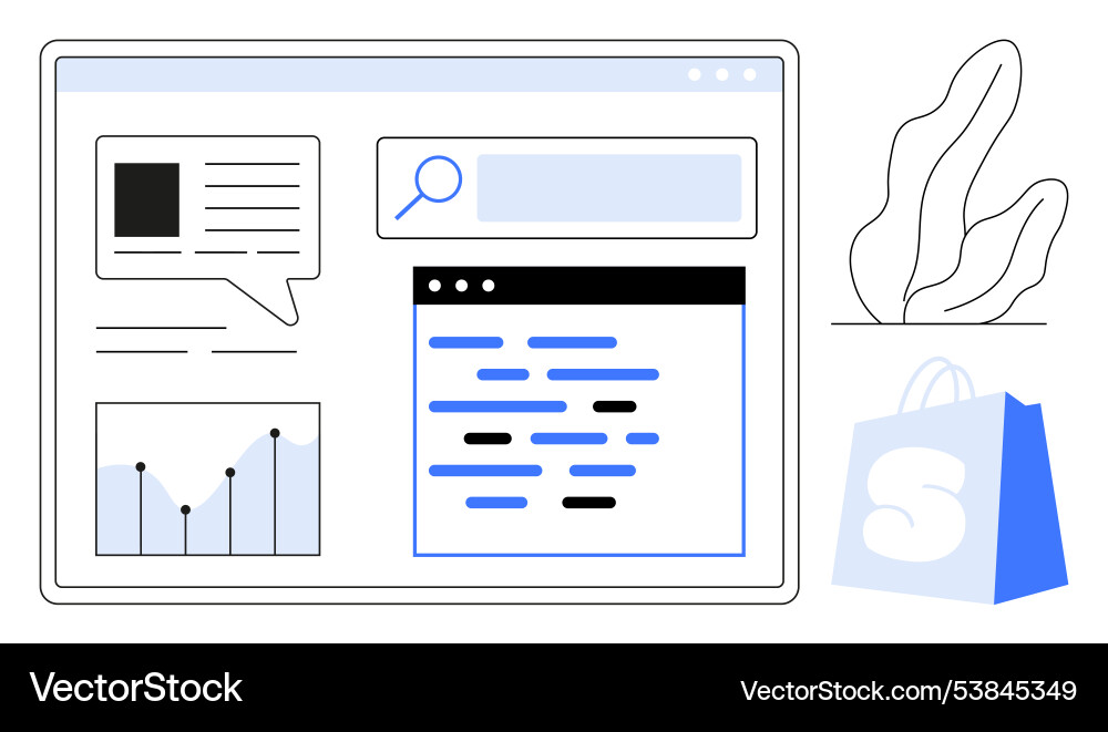 Einfache Website-Schnittstelle mit Graphtextcode Einfache Website-Schnittstelle mit Graphtextcode vektorbild