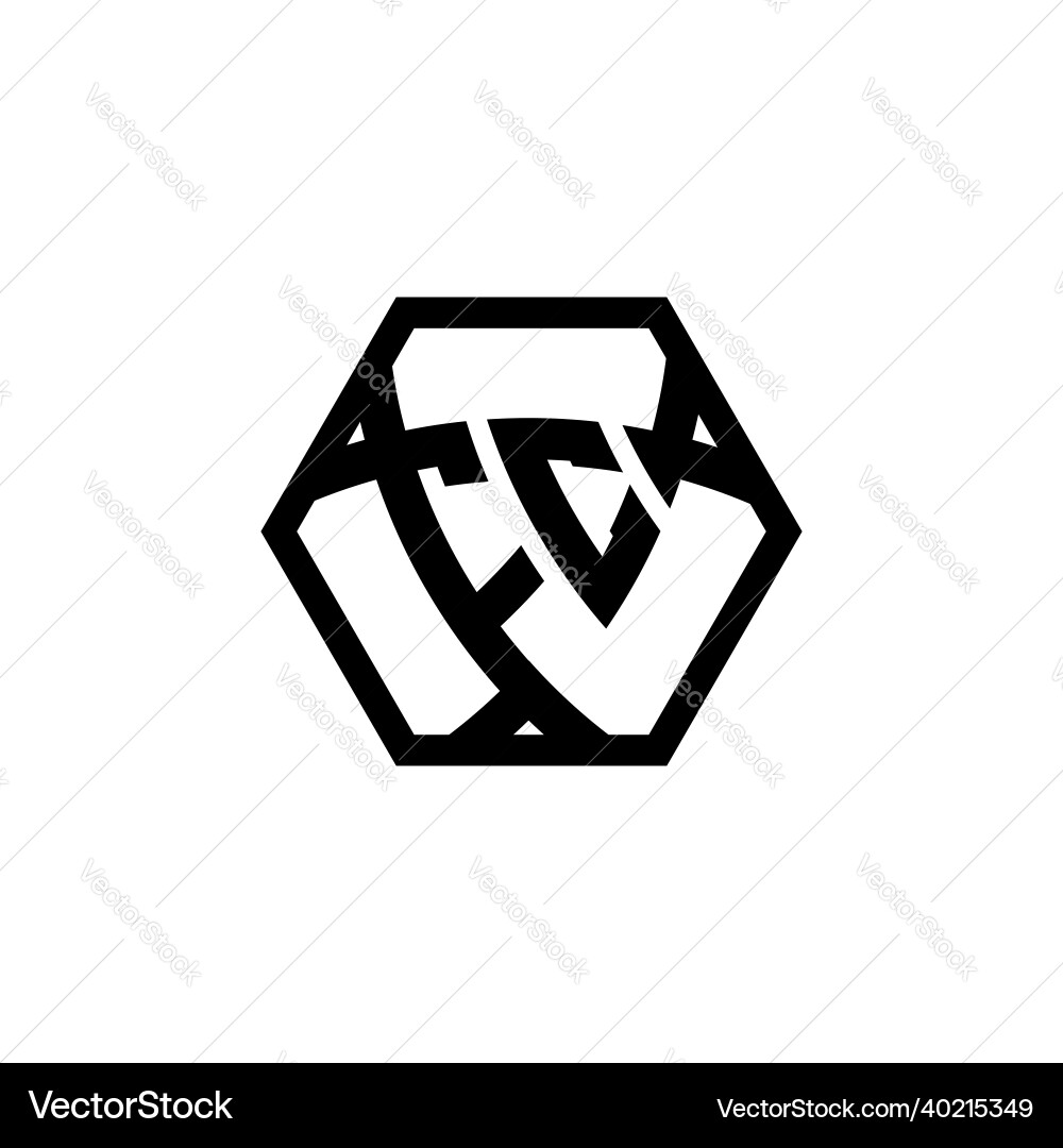 Fc logo monogram triangle shield hexagonal style Vector Image