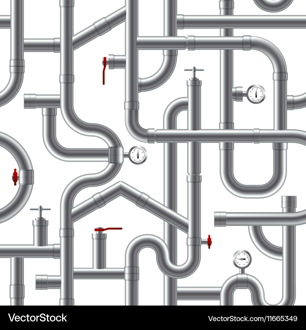 Grey Pipe System Seamless Pattern vector image