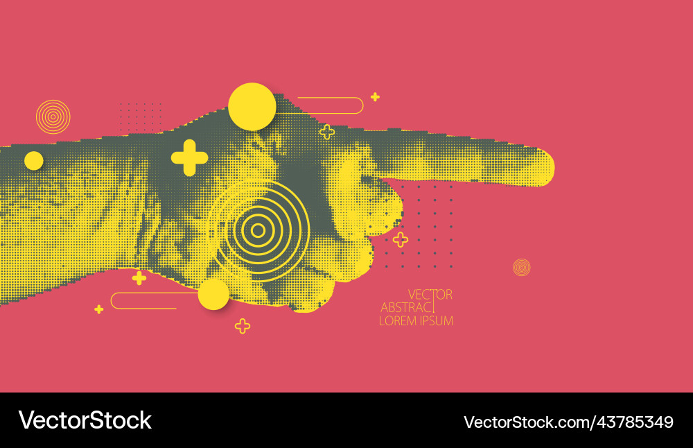 Hand pointing sign direction pointer halftone Hand pointing sign direction pointer halftone vector image