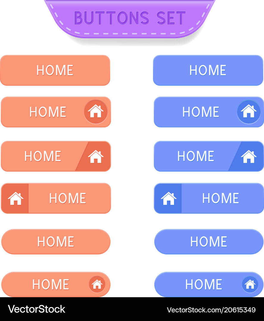 Home buttons set collection of web Vector Image