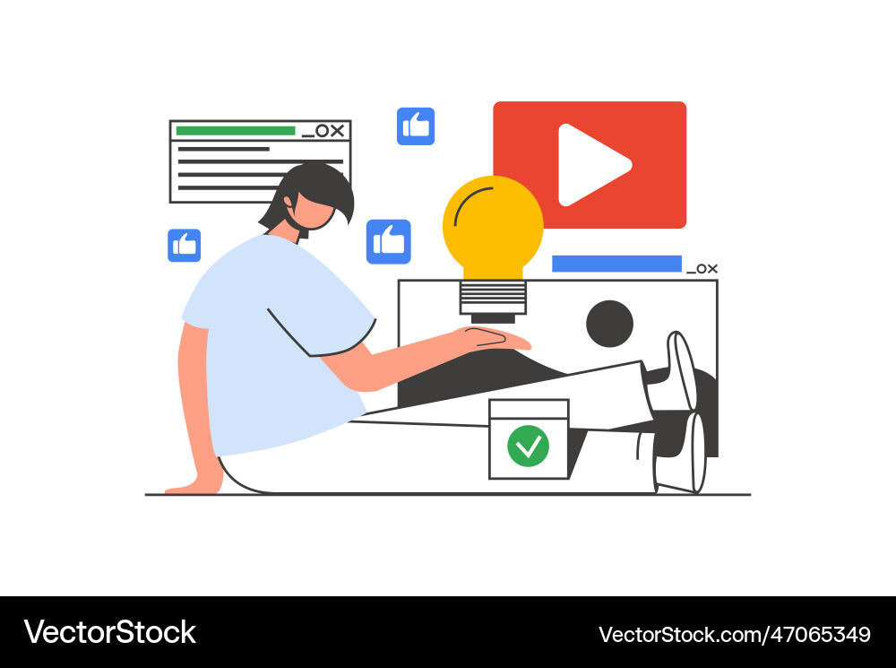 Marketing outline web concept with character scene Marketing outline web concept with character scene vector image