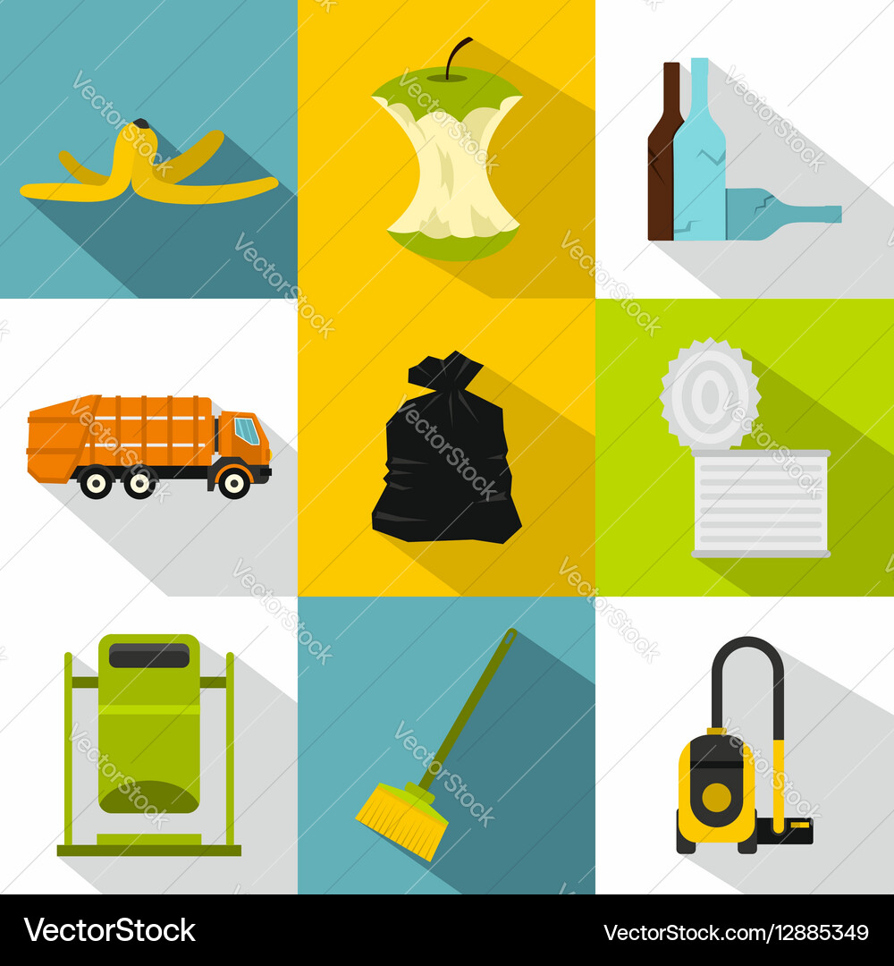 Rubbel Icons flachen Stil Vektorbild