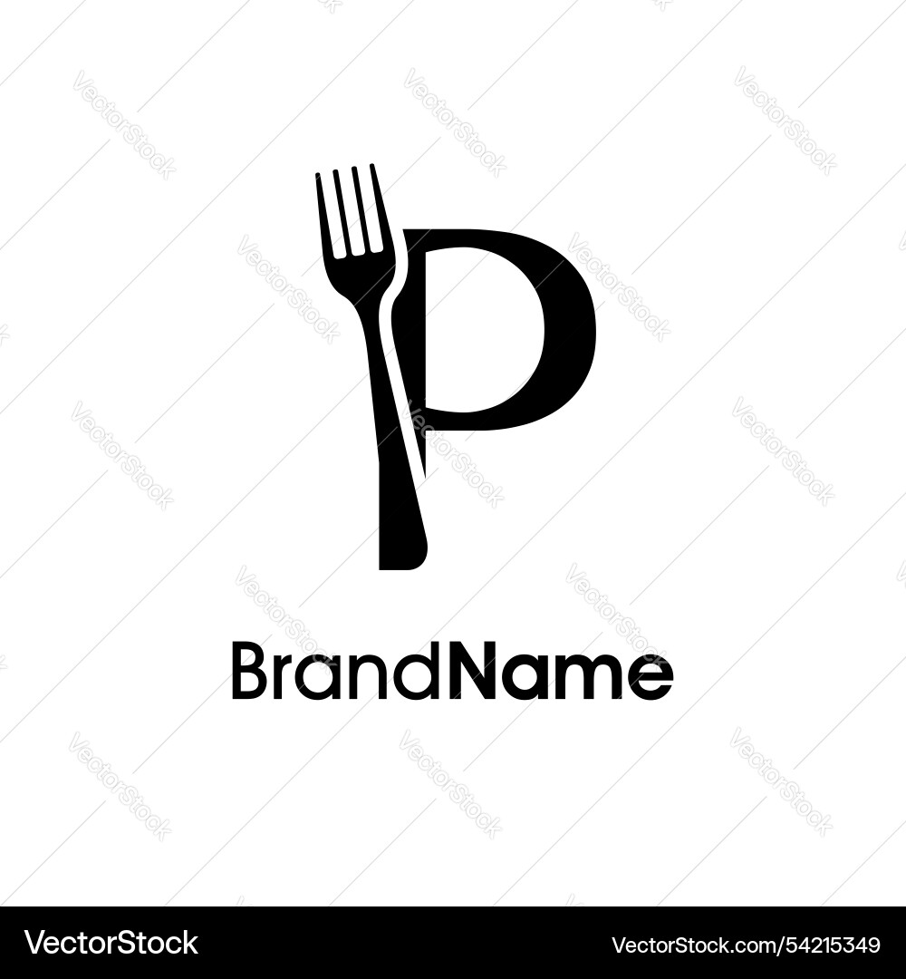Simple and unique initial p fork logo Simple and unique initial p fork logo vector image
