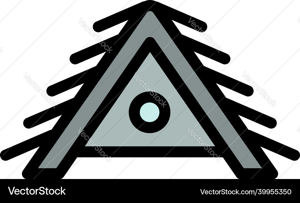 Attic with a round window icon color outline Attic with a round window icon color outline vector image