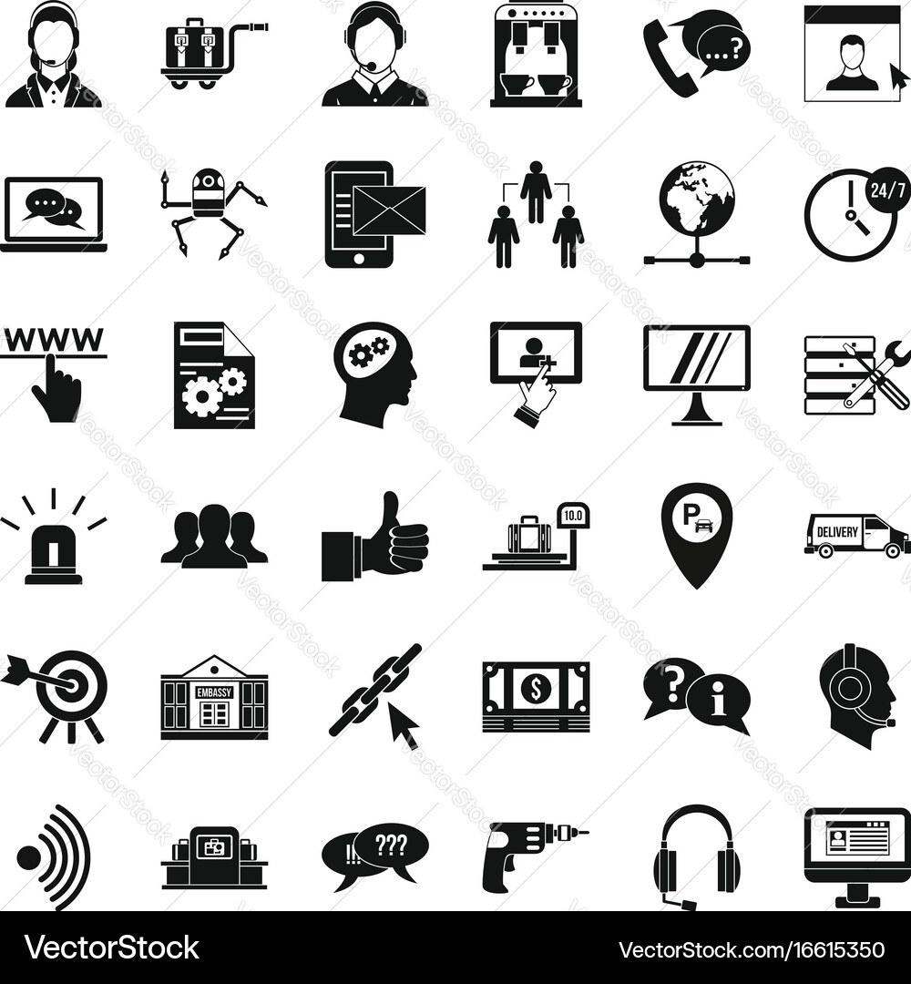 Call center icons set simple style vector image
