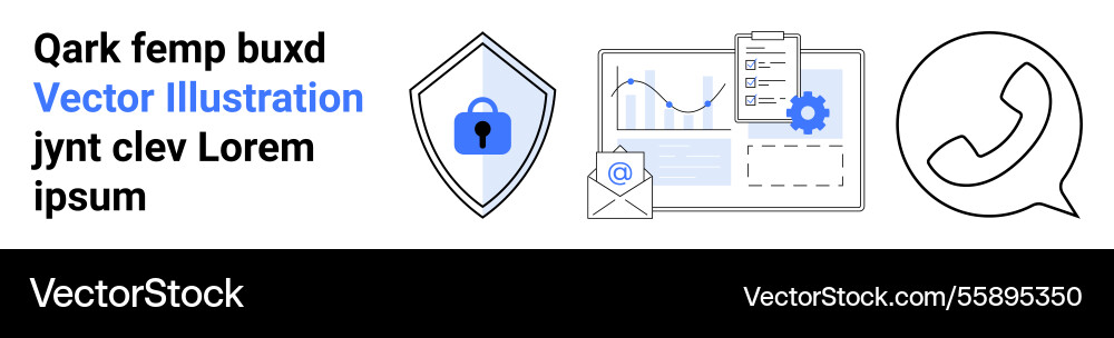 Data security and communication tools with shield Data security and communication tools with shield vector image