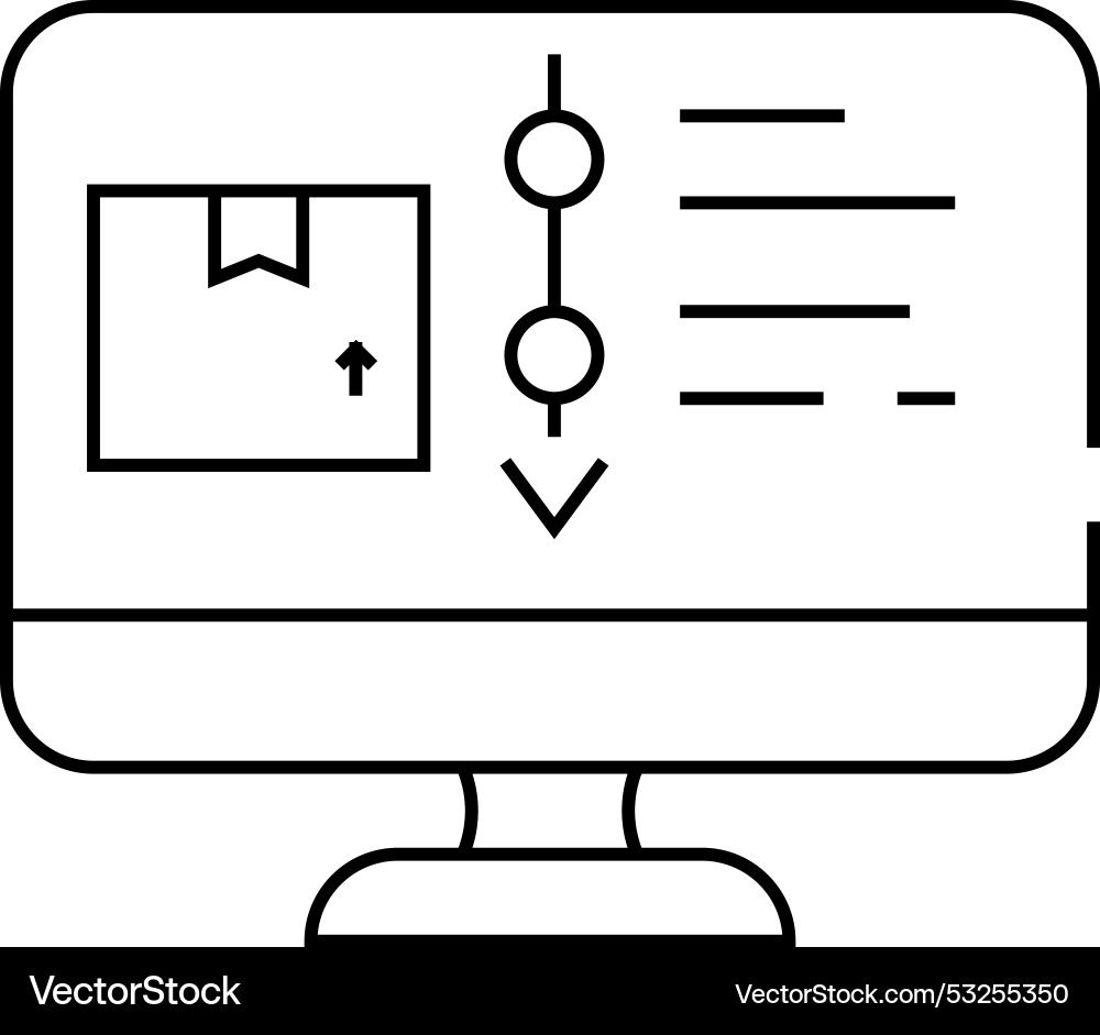 Direction monitoring on computer line icon Direction monitoring on computer line icon vector image