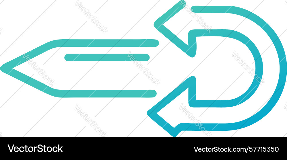 Directional flow forward arrow with curved return vector image